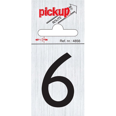 Afbeelding van Route alulook 60 x 44 mm Sticker zwarte cijfer 6 pick up Pickup