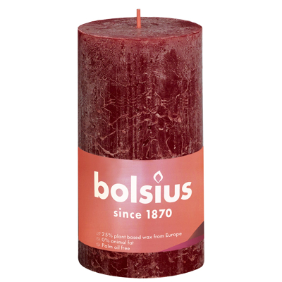 Afbeelding van Bolsius Rustiek stompkaars shine 130/68 velvet red 1 stuks