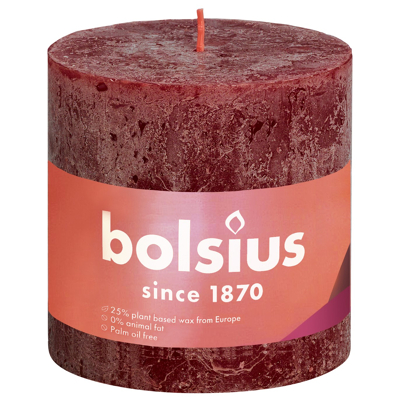 Afbeelding van Bolsius Rustiek stompkaars shine 100/100 velvet red 1 stuks
