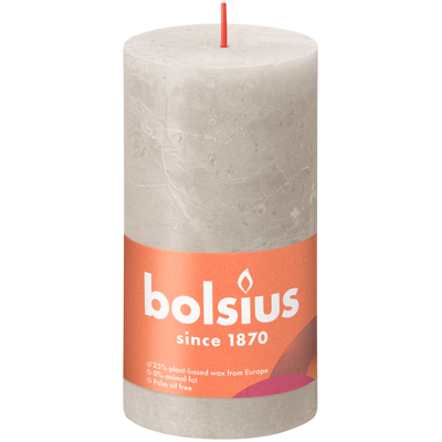 Afbeelding van Bolsius kaars rustiek Sandy Grey 130/68 mm