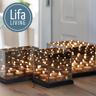 Afbeelding van Lifa Living Candle Light Mirror Glass Zwart