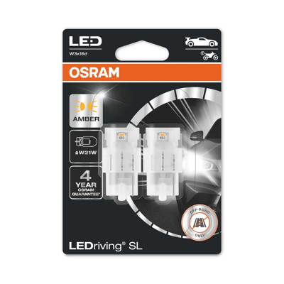 Afbeelding van Osram W21W LED Retrofit Oranje 12V W3x16d 2 Stuks