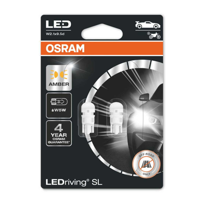 Afbeelding van Osram W5W/WY5W LED Retrofit Oranje 12V W2.1x9.5d 2 Stuks