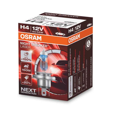 Afbeelding van Osram H4 Halogeenlamp 12V 60/55W P43t Night Breaker Laser