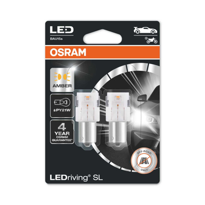 Afbeelding van Osram PY21W LED Retrofit Oranje 12V BAU15s 2 Stuks