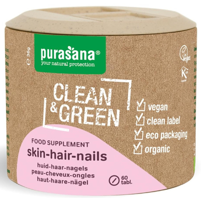 Afbeelding van Purasana Clean &amp; Green Skin Hair Nails Tabletten