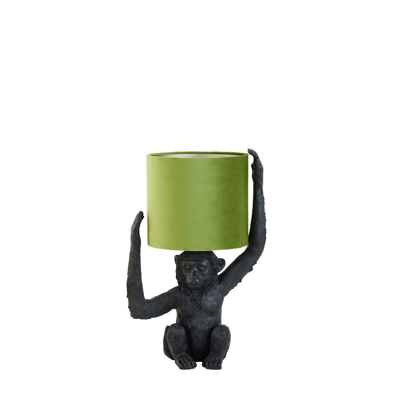 Afbeelding van Light &amp; Living Tafellamp Monkey Zwart/Groen 33x24 Zwart 51,00cm x 24,00cm 33,00cm