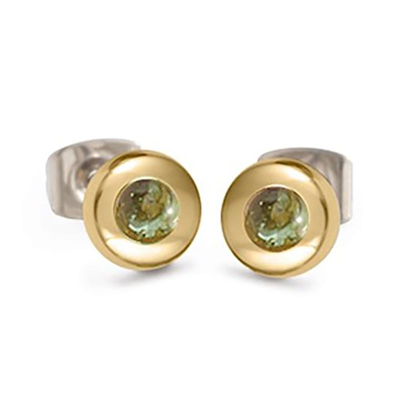 Afbeelding van Boccia ronde oorstekers groen toermalijn Titanium