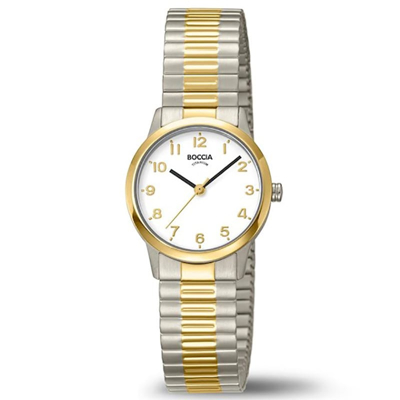 Afbeelding van Boccia 3318 03 Horloge Rekband Titanium zilver en goudkleurig 26 mm