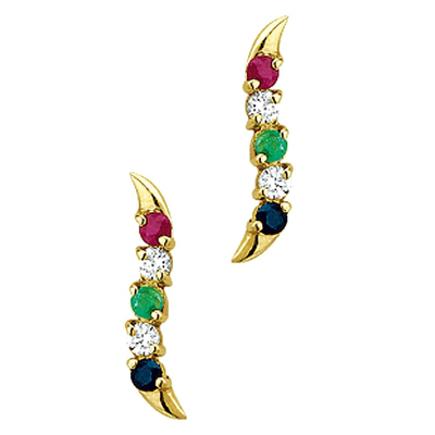 Afbeelding van Gouden oorbellen zirkonia saffier robijn smaragd
