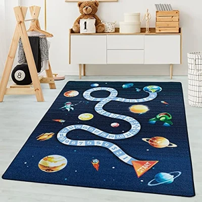 Afbeelding van Kindertapijten, Kleur Marine, Ontwerp van de ruimte, 105297, Vloerkleed Rechthoekig, kinderkamer babykamer, 100 x 150 cm