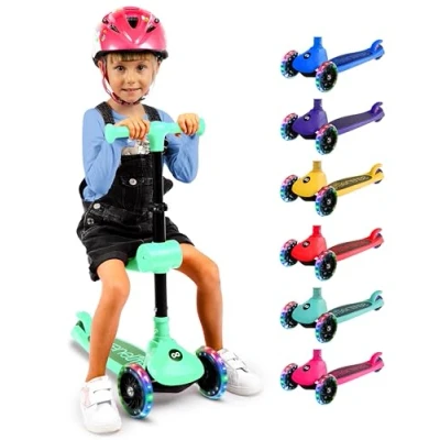 Afbeelding van SereneLife Kinderstep 3 Wiel Step Opvouwbare met Verstelbare Hoogte LED Verlichting Verstelbaar Stuur Antislip Voetplaat voor Jongens en Meisjes