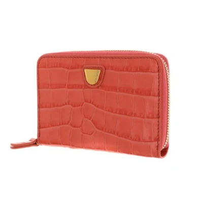Afbeelding van COCCINELLE Lucilla Croco Shiny Soft Zip Around Wallet Geranium