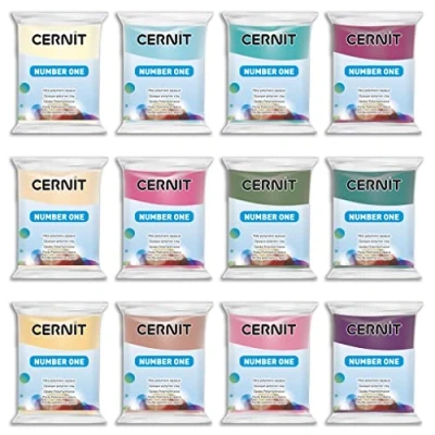 Afbeelding van CERNIT 12 stuks polymeerdeeg, pastelkleuren boetseerklei nr. 1 verschillende kleuren blokken van 56 g CE0900012K02C