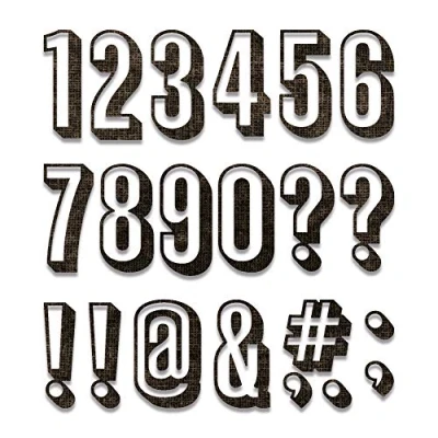 Afbeelding van Sizzix Thinlits Snijmal Set Alphanumeric Shadow Numbers 2s