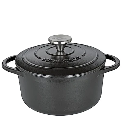 Afbeelding van Küchenprofi Gietijzeren braadpan met deksel zwart 20 cm, stoofpan, braadpan, Dutch Oven, broodbakpan, geëmailleerd, voor alle warmtebronnen (incl. inductie), stoven, bakken, braden