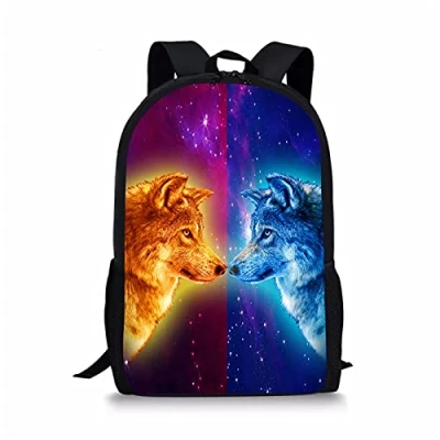 Afbeelding van Showudesigns Kids Wolf Rugzak Jongens Galaxy School voor Meisjes Basisschool Tassen Boekentas Tieners, Galaxy, Eén maat, Bagage Set