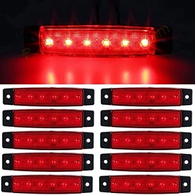 Afbeelding van GSRECY 10 stuks 9,7 cm 6 Led Side Marker Trailer Lights Voor Vrachtwagen, EMARK CE Diy Licht, Achterkant Markeringslicht, Truck Cab Lights, RV Licht (24V, Rood)