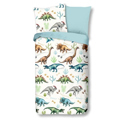Afbeelding van good morning kinderovertrekset Dino in mt. 135x200 cm, voor kinderen, Fijnflanel behaaglijk warm de winter, van katoen, kinderen (2 delig)