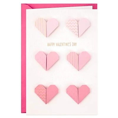 Afbeelding van Hallmark Valentijnsdag kaart Origami stijl harten ontwerp
