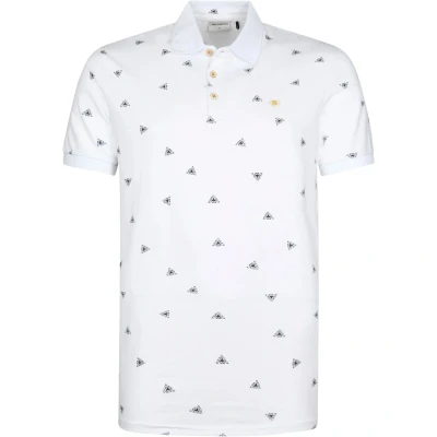 Afbeelding van No Excess Polo Print Wit maat M heren met Modern fit Pasvorm Stretch Suitable Herenkleding Poloshirt