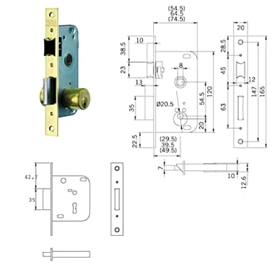 Afbeelding van Tesa Assa Abloy 200350HL insteekslot voor houten deuren brons (messing), ingang 50 mm 2003
