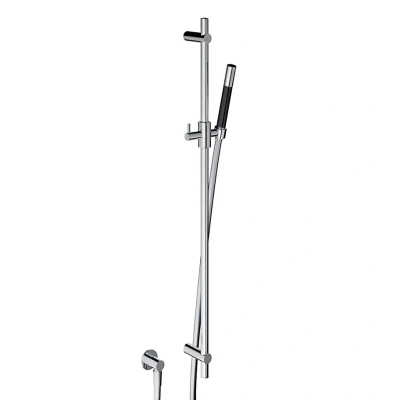 Afbeelding van HotBath Cobber glijstang 90cm met wandaansluitbocht 150cm doucheslang en staafhanddouche Chroom
