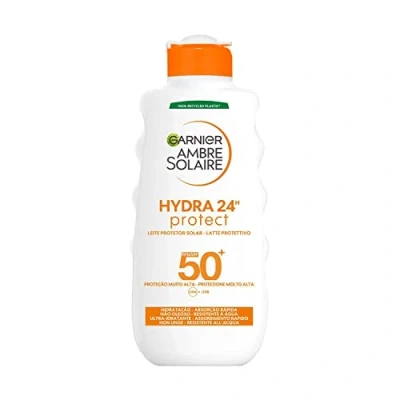 Afbeelding van Garnier Ambre Solaire Latte Protection Hydra 24H Protect, gezicht en lichaam, ultra hydraterend voor de hele dag, met zeer sterke bescherming, SPF50, waterbestendig, absorptie, 200 ml