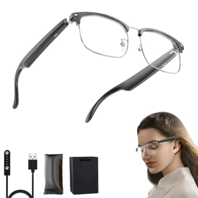 Afbeelding van Ai Smart Translator Bril (Ondersteunt 144 Talen) + Maak Een Foto/Offline Vertaling, Anti Blauw Licht 6 Uur Batterijduur, Ingebouwde Microfoon En Luidsprekers,Black