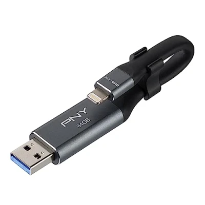 Afbeelding van DUO LINK IOS USB 3.0 OTG CLE / LIGHTNING 64GO GRIS/NOIR