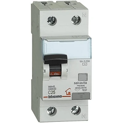 Afbeelding van Bticino BTDIN LS stroomonderbreker 1P + N, 4,5 kA, Idn = 0,03 A, 25 A