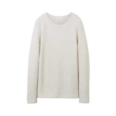 Afbeelding van TOM Tailor KNIT Jumper WITH Round Neckline Trui, Dames, Maat: XS, Dusty alabaster melange