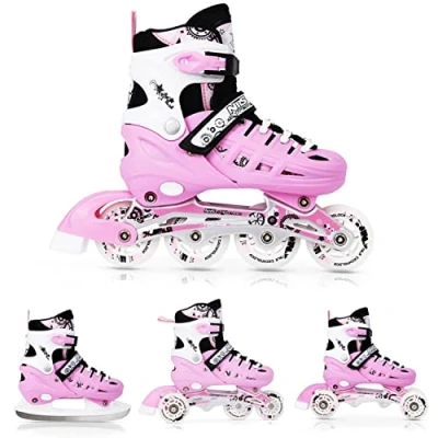 Afbeelding van NILS inline skates, rolschaatsen, schaatsen # 4 in 1 verstelbare ijshockey, meisjes &amp; jongens dames NH10905