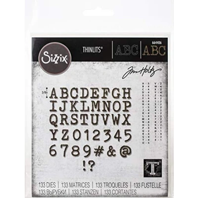 Afbeelding van Sizzix Thinlits Die Set 123 Pack 664406 Alfanumeriek Klein Type Bovenwerk van Tim Holtz, Multi Colour, One Size