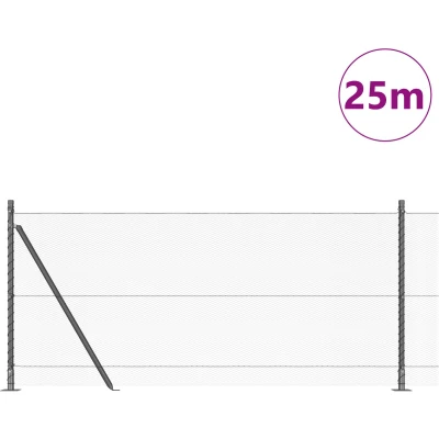 Afbeelding van vidaXL Hexagon Omheining Grijs 0.8x25 m Staal, Afscheidingspalen met Basisplaten 13 stuks Ø32mm 90cm Gegalvaniseerd Staal