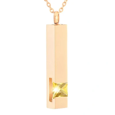 Afbeelding van Luxe Ashanger Met Ketting Assieraad Rosegoudkleurig Gele Steen As Gedenksieraad Urn Incl. vuller