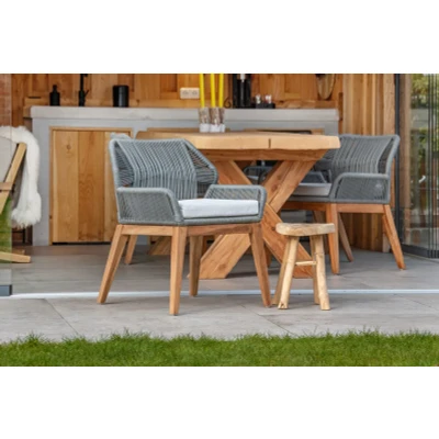 Afbeelding van Teak tuinstoel Granada met kussen (set van 2 stoelen) Tuindeco