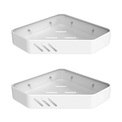 Afbeelding van Ibergrif M34034W Doucheplank zonder boren, hoekrek voor shampoos, douchegels, wandmontage, 2 stuks, wit