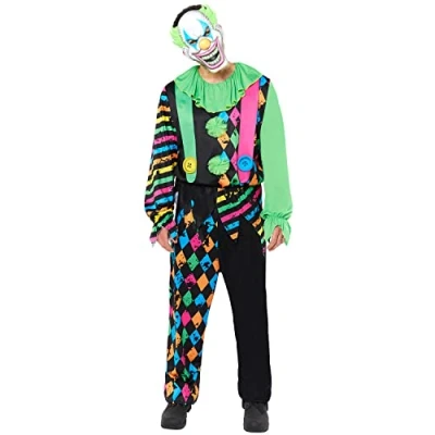 Afbeelding van Amscan 9917866 Dieren Heren Halloween Funhouse Horror Clown Fancy Dress Kostuum, Multi, Groot