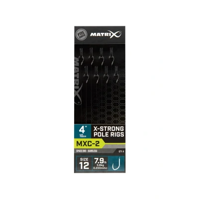 Afbeelding van Matrix Onderlijn MXC 2 X Strong Pole Rigs 10cm Spade End Barbless (8 pcs) Maat : Haak 12 0.200mm