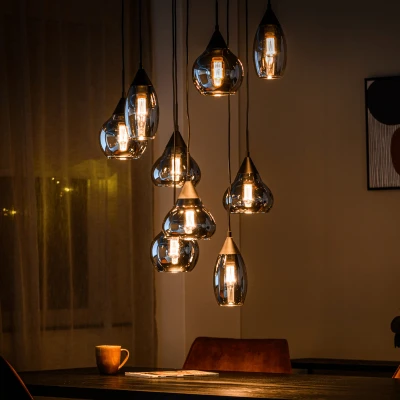 Afbeelding van Vurna Jaxine hanglamp smoke Glas 9L