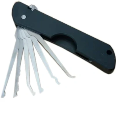 Afbeelding van 7 in 1 Opvouwbare Lock Pick Set Snelle Opener, Roestvrij Staal Jackknife Enkele Haak Picks Slotenmaker Tool, Picking, Pickers