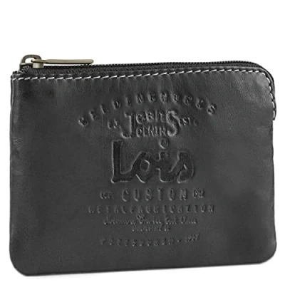 Afbeelding van Lois Porte Monnaie homme Cuir Souple Petit Format Bourse Multi Rangements Anti RFID. Carte Cuir., Zwart