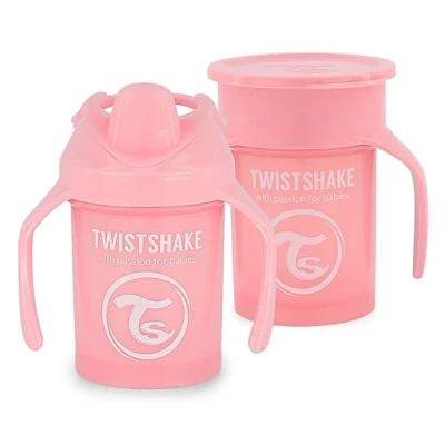 Afbeelding van Twistshake Non Spill Baby Sippy Cups Set Van 2 1x 360 Cup + Mini Lekvrije Oefenbeker Voor Kinderen BPA Vrij Lerende Babywaterfles Roos