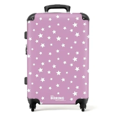 Afbeelding van NoBoringSuitcases.com® Koffer groot Rolkoffer lichtgewicht Witte sterren op paarse achtergrond Reiskoffer met 4 wielen Grote trolley XL 20 kg bagage