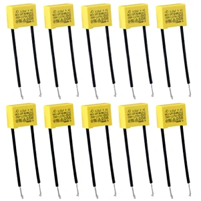 Afbeelding van 10 stuks ontstoringscondensatoren, veiligheidscondensatoren, led ontstoringscondensator, radiaal bij knipperende veiligheid, lampen ontstoringscondensator 0,22 µF 275 V AC X2