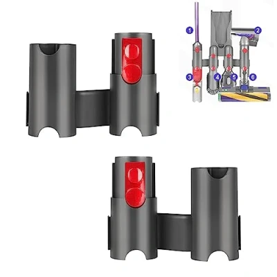 Afbeelding van 2 Pack Mount Organizer Houder voor Dyson V15 V12 V11 V10 V8 V7 Outsize Draadloze Stok Stofzuiger, Docking Station Muur Bijlagen