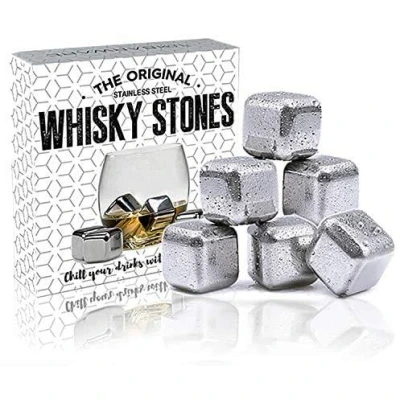 Afbeelding van FLOW Barware 6 x roestvrijstalen ijsblokjes, Herbruikbare whiskyblokjes, Drankstenen, Metalen Koelstenen voor whisky, Whisky van