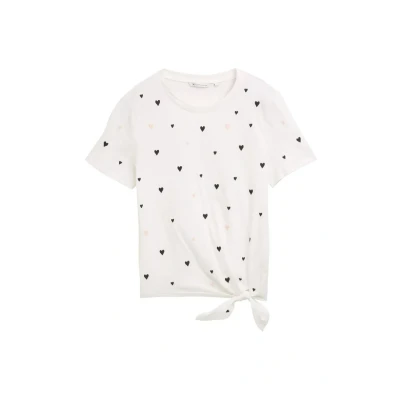 Afbeelding van TOM Tailor Denim MIT Herzstickerei Tshirt print, Dames, Maat: XS, White black rose heart embro