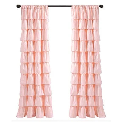 Afbeelding van Lush Decor, Blush ruches raamgordijn shabby chic boerderijstijl paneel voor woonkamer, eetkamer, slaapkamer (Eenpersoons), 213,4 cm x 50 L